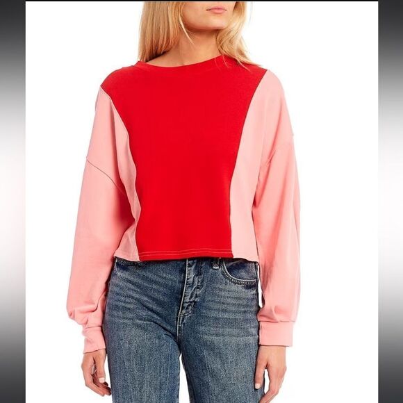 NWT-Circus NY- Cropped color blocked oversized top- Size small - Picture 2 of 11